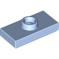 Lego Plate Special 1 x 2 with 1 Stud with Groove and Inside Stud Holder (Jumper) / Bright Light Blue