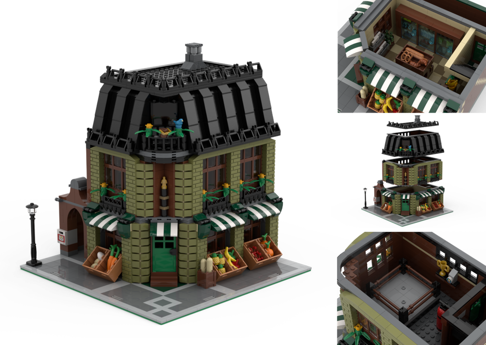 Lego Grocery on the Corner - Modular Building