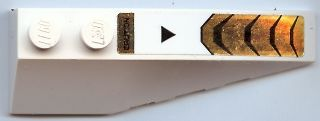 Lego Wedge 6 x 2 Right with Black 'CAUTION' and Gold and Black Stripes Pattern (Sticker) - Set 7721