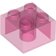 Lego Brick 2 x 2 without Inside Ridges / Glitter Trans-Dark Pink