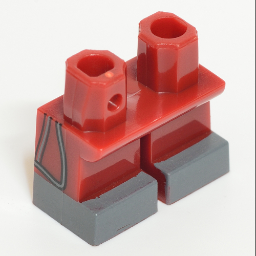 Lego Legs Short with Dark Bluish Gray Feet Pattern with Side Piping Print [Multi Color Injection] / Dark Red