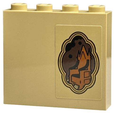 Lego Brick 1 x 4 x 3 with Minifigure with Picture of Dark Orange Throne in Gold Frame Pattern (Sticker) - Set 40577