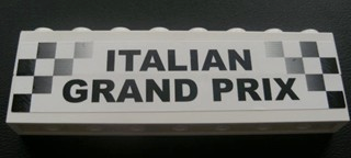 Lego Stickered Assembly 8 x 1 x 2 with Black and White Checkered Stripes and 'ITALIAN GRAND PRIX' Pattern (Sticker) - Set 8672