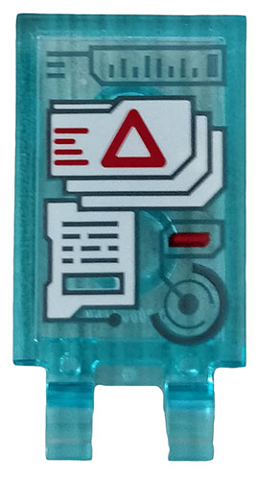 Lego Tile, Modified 2 x 3 with 2 Clips with White Folders on Monitor and Red Triangle Pattern (Sticker) - Set 76113