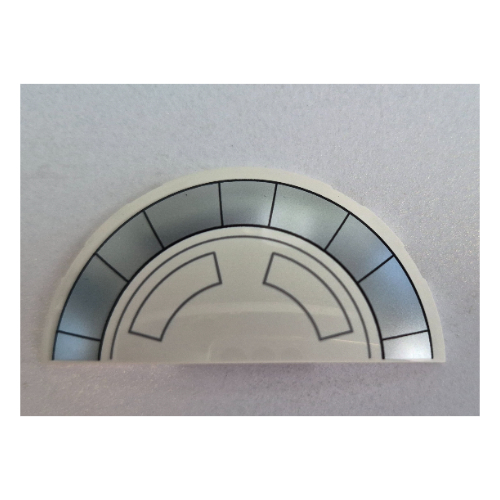 Lego Brick Round 3 x 6 Half Circle with Silver Band Print