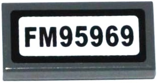 Lego Tile 1 x 2 with 'FM95969' Pattern (Sticker) - Set 60076 / Dark Bluish Gray