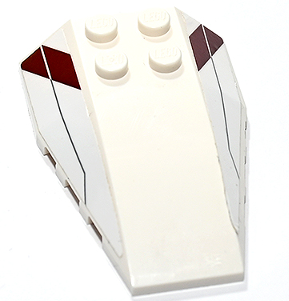 Lego Wedge 6 x 4 Triple Curved with SW Dark Red Stripes and Dark Bluish Gray Lines Pattern (Stickers) - Set 75191