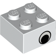 Lego Brick 2 x 2 with Eye with White Print on Two Sides, Offset / White