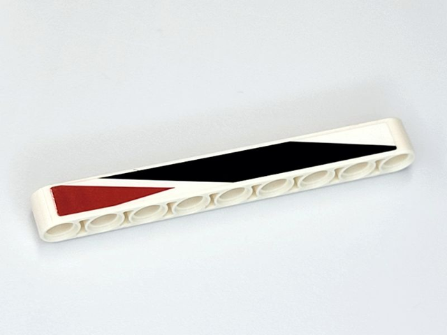 Lego Technic, Liftarm Thick 1 x 9 with Dark Blue and Dark Red Angled Stripe Pattern Model Left Side (Sticker) - Set 42109