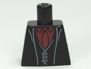 Lego Torso Harry Potter Long Coat and Vest, Dark Red Shirt and Tie Pattern / Black