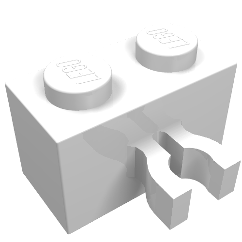 Lego Brick Special 1 x 2 with Vertical Clip [Thick U Clip] / White