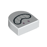 Lego Tile 1 x 1 Half Circle with Face, Big Teeth Smile print / White