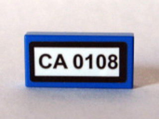 Lego Tile 1 x 2 with 'CA 0108' Pattern (Sticker) - Set 10184