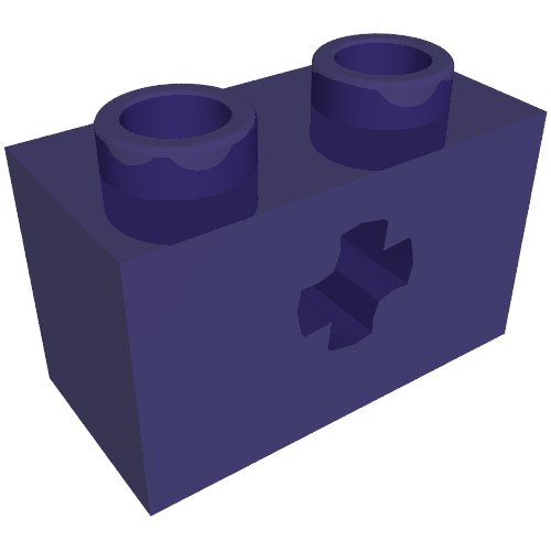 Lego Technic Brick 1 x 2 with Axle Hole Type 2 [X Opening] / Dark Purple