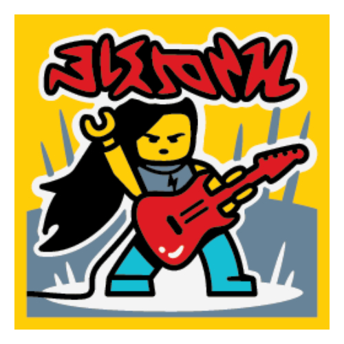 Lego Tile 2 x 2 with Rock Poses Print / Yellow