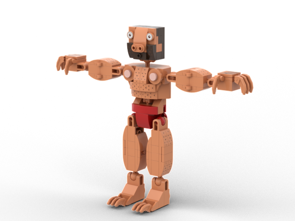Lego Man wearing red swimsuit