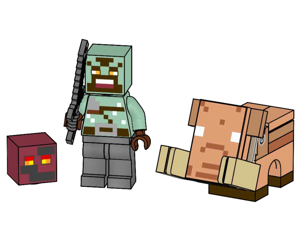Lego Orc Warrior with Baby Hoglin and Magma Cube