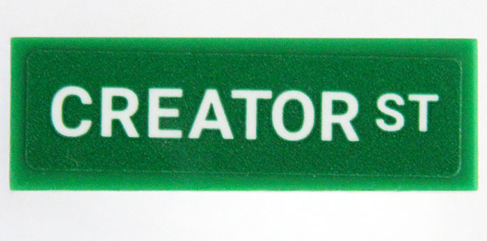 Lego Tile 1 x 3 with White 'CREATOR ST' Pattern (Sticker) - Set 31131 / Green