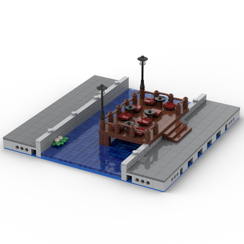 Lego MILS Canal (32x32) with Restaurant Platform