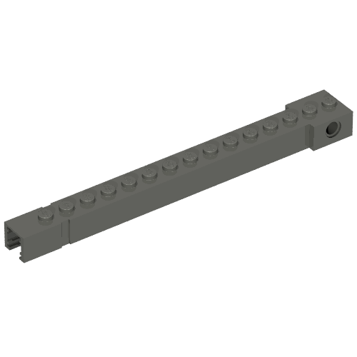 Lego Crane Arm Outside, Wide, 15 Studs, End Notch / Dark Gray