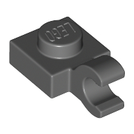 Lego Plate Special 1 x 1 with Clip Horizontal [Thick Open O Clip] / Dark Bluish Gray