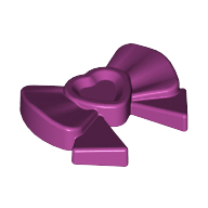 Lego Headwear Accessory Bow with Heart, Long Ribbon and Pin / Magenta