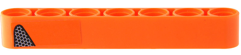 Lego Technic, Liftarm Thick 1 x 7 with Black and Silver Grille Pattern Model Left Side (Sticker) - Set 42204 / Orange