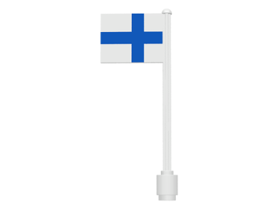 Lego Flag on Flagpole, Straight with Finland Pattern (Stickers)