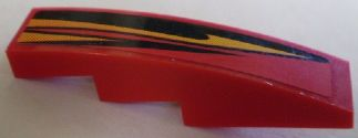 Lego Slope, Curved 4 x 1 with Curved Flames Pattern, Model Right (Sticker) - Set 8898 / Red
