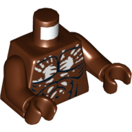 Lego Torso Muscles Outline and White Handprint Print (Berserker), Reddish Brown Arms and Hands / Reddish Brown