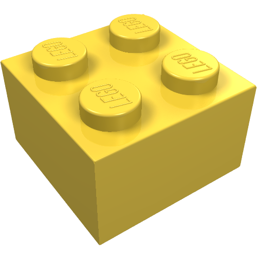 Lego Brick 2 x 2 without Inside Ridges / Yellow