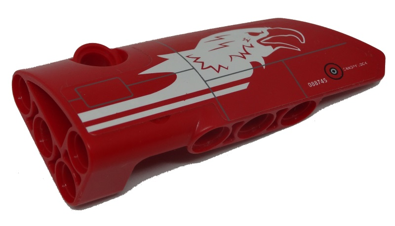 Lego Technic, Panel Fairing # 3 Small Smooth Long, Side A with White Eagle Head Pattern (Sticker) - Set 9394