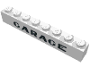 Lego Brick 1 x 8 with 'GARAGE' with Plain 'G' Sans-Serif Thick Print