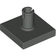 Lego Tile Special 2 x 2 with Top Pin / Dark Gray