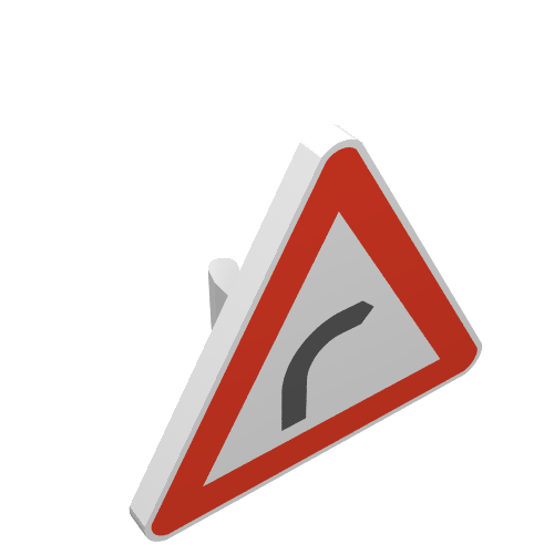Lego Road Sign Clip-on 2.2 x 2.667 Triangular with Bend Print