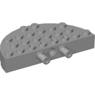 Lego Brick Round Corner 4 x 8 Full Brick Double with 2 Fixed Rotatable Friction Pins [aka Boat Brick] / Light Bluish Gray