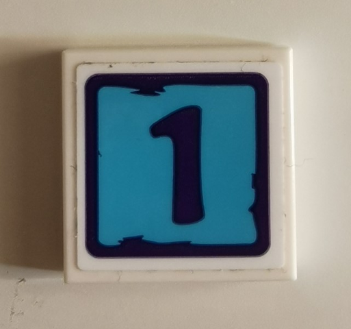 Lego Tile 2 x 2 with Dark Purple Number 1 Pattern (Sticker) - Set 41325