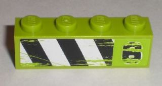 Lego Brick 1 x 4 with '6' and Black and White Danger Stripes Pattern Model Right Side (Sticker) - Set 8211