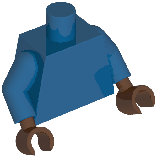Lego Torso Bodysuit, White Star, Reddish Brown Utility Belt, Dark Red and White Lines print (Captain America), Blue Arms, Reddish Brown Hands / Blue