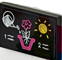 Lego Tile 2 x 3 with White Watering Can, Dark Pink Flower in Pot, Yellow Sun, Number 1 and Number 2 Pattern (Sticker) - Set 41425