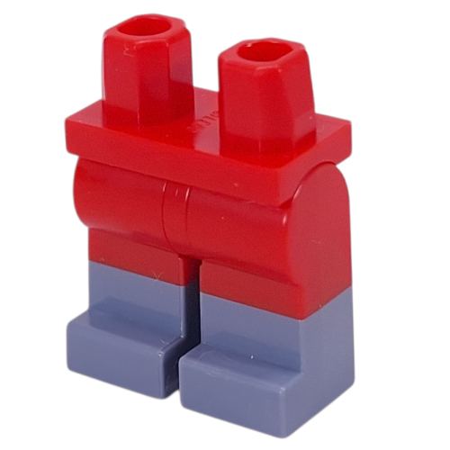 Lego Hips with Red Legs and Sand Blue Boots Pattern [PLAIN] / Red