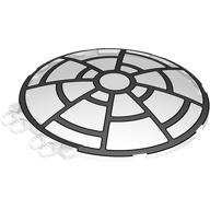 Lego Dish 8 x 8 with Click Hinges with Dark Bluish Grey Radial Window Print / Trans-Clear