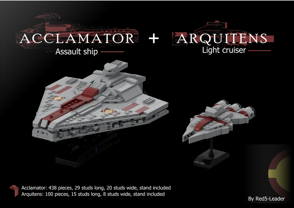 Lego Acclamator Assault ship and Arquitens Light cruiser