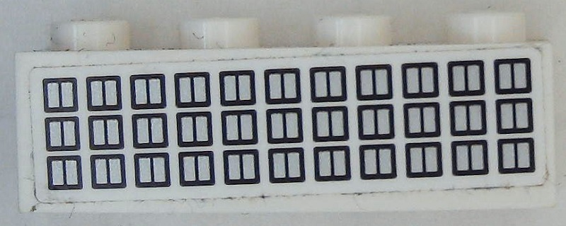 Lego Brick 1 x 4 with 33 Silver Windows with Dark Blue Outlines Pattern (Sticker) - Sets 40227 / 40318
