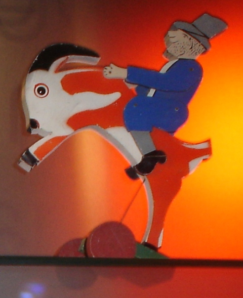 Lego Wooden Pull-Along Goat with a man on his back