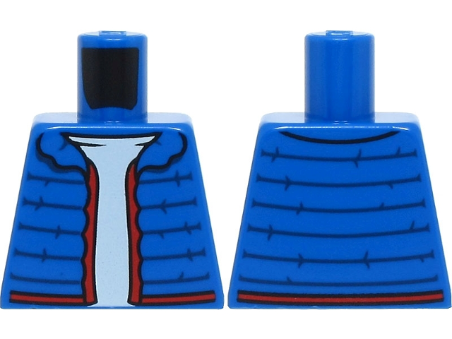 Lego Torso Open Vest with Red Trim over White Shirt Pattern / Blue