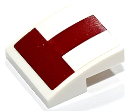 Lego Slope, Curved 2 x 2 x 2/3 with Dark Red Inverted T-Shape Pattern (Sticker) - Sets 75191 / 75333