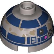 Lego Brick Round 2 x 2 Dome Top, Dark Blue Astromech with Dirt Stains (R2-D2) print
