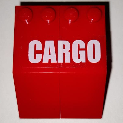 Lego Stickered Assembly 5 x 4 x 1 2/3 with White 'CARGO' on Transparent Background Pattern (Sticker) - Set 4512