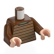 Lego Torso Sweater, Tan and Dark Brown Stripes Print, Reddish Brown Arms, Light Nougat Hands